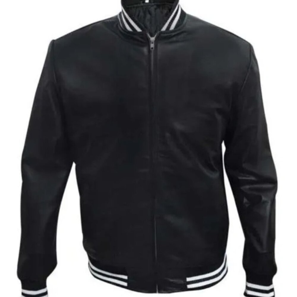TV Series Black Mafia Family 2021 BMF Varsity Bomber Leather Jacket